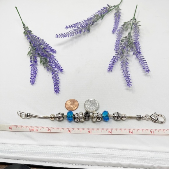 Unique Abalone Silver Tone Charm Bracelet - Picture 4 of 4